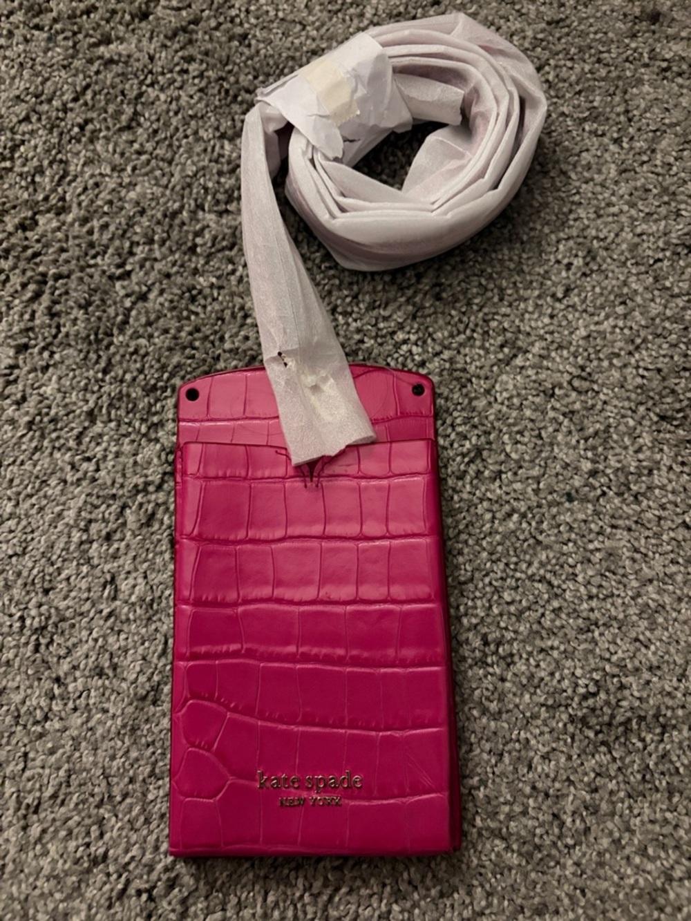 kate spade fuchsia croc-embossed phone crossbody